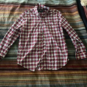 Vineyard Vines Red Performance Flannel Classic Fit Tucker Shirt Size Large